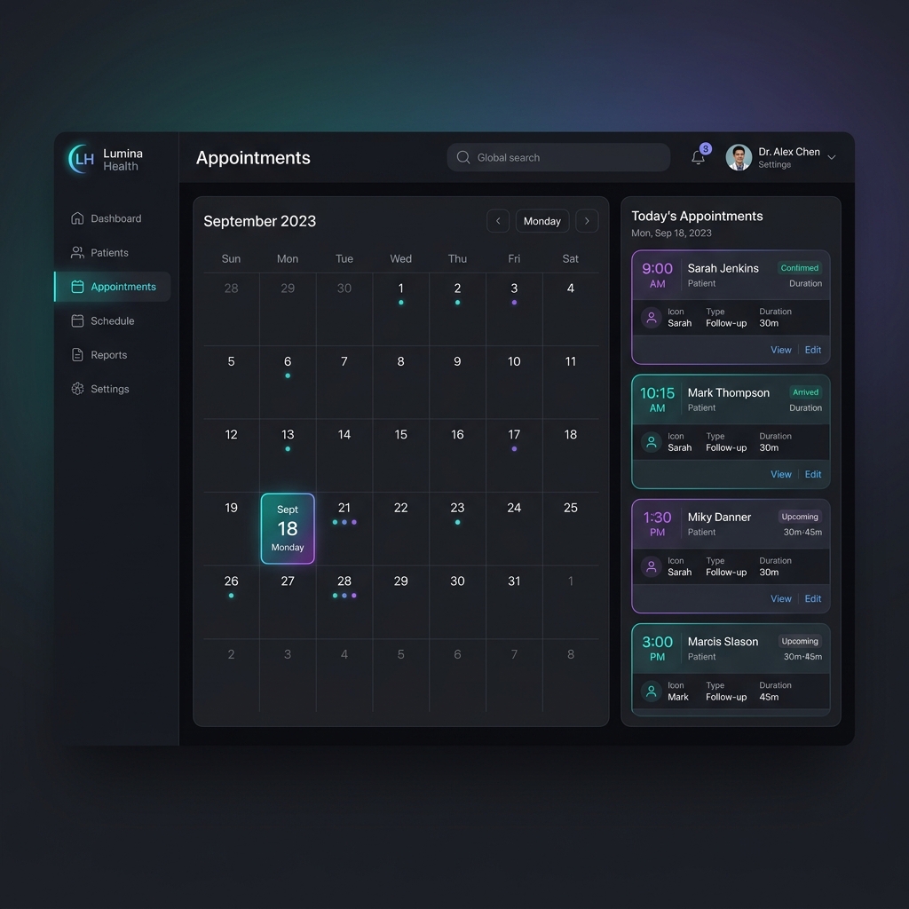 MedAgenda dashboard mockup